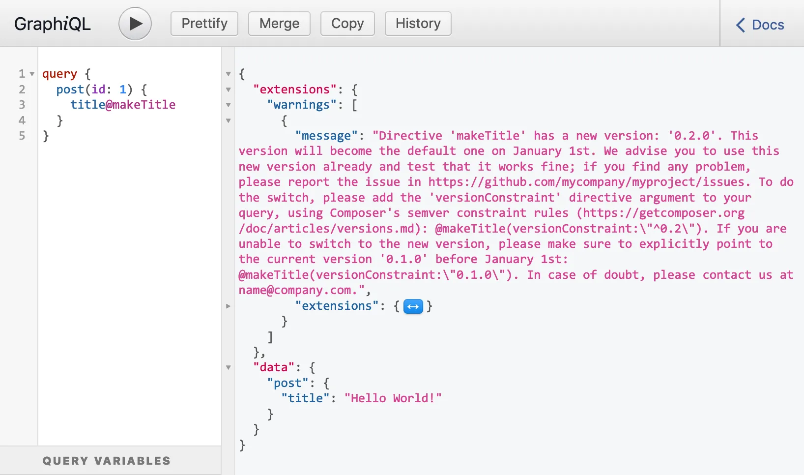 Querying a versioned directive without version constraints