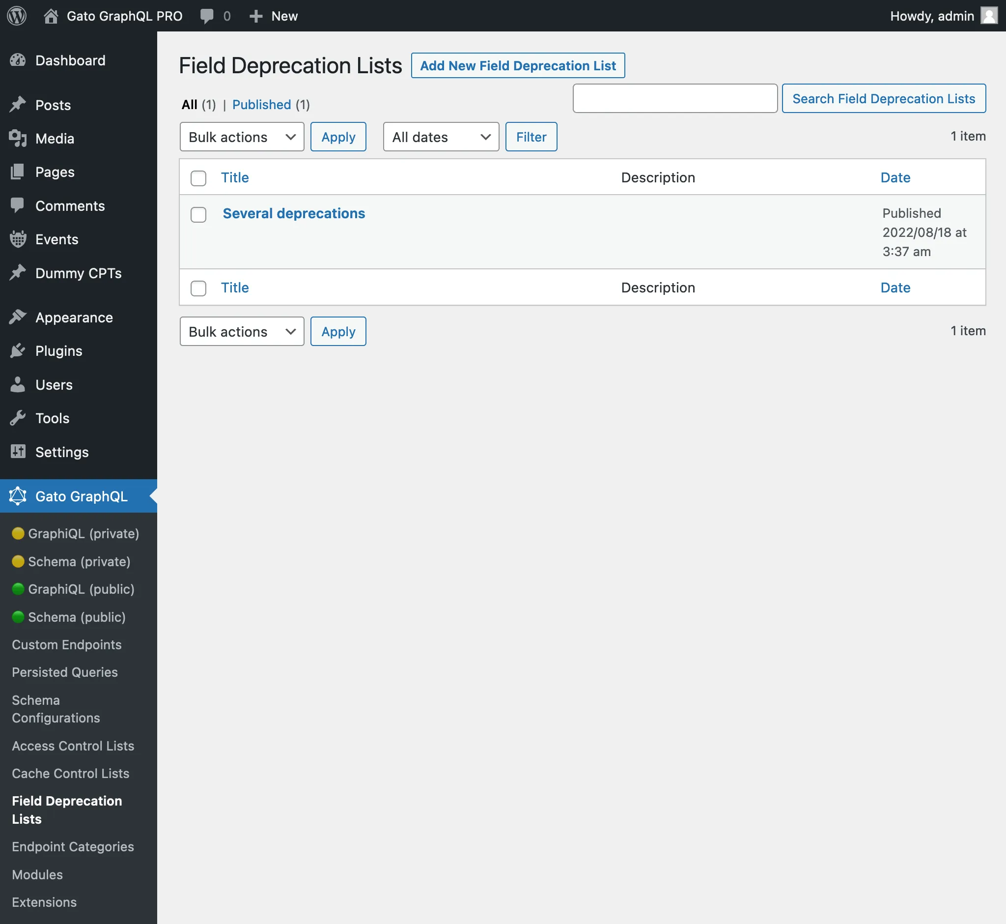 Field Deprecation Lists in the admin