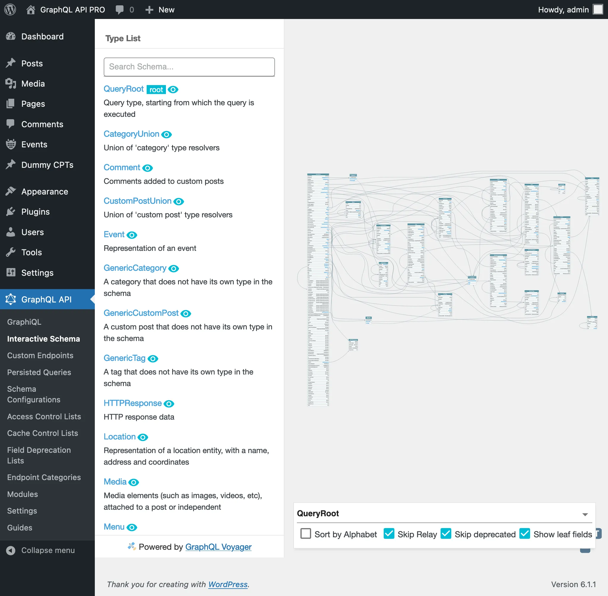 Schema with global fields exposed under the Root type only