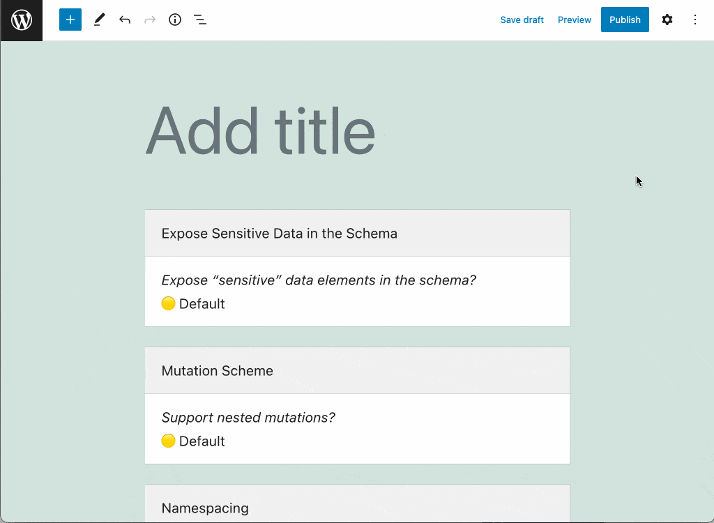 Removing and adding blocks in the Schema Configuration