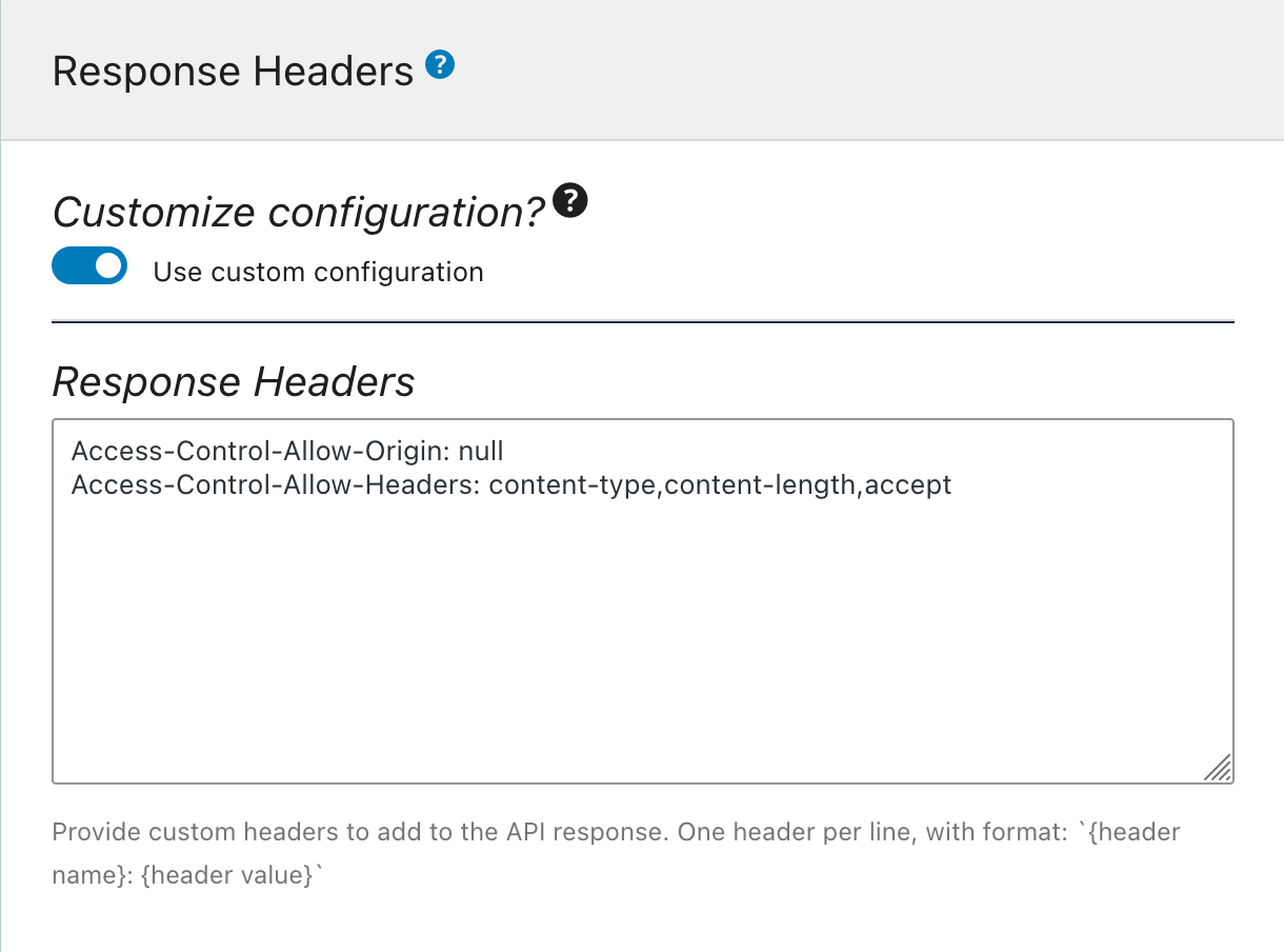 Providing Response Headers in the Schema Configuration