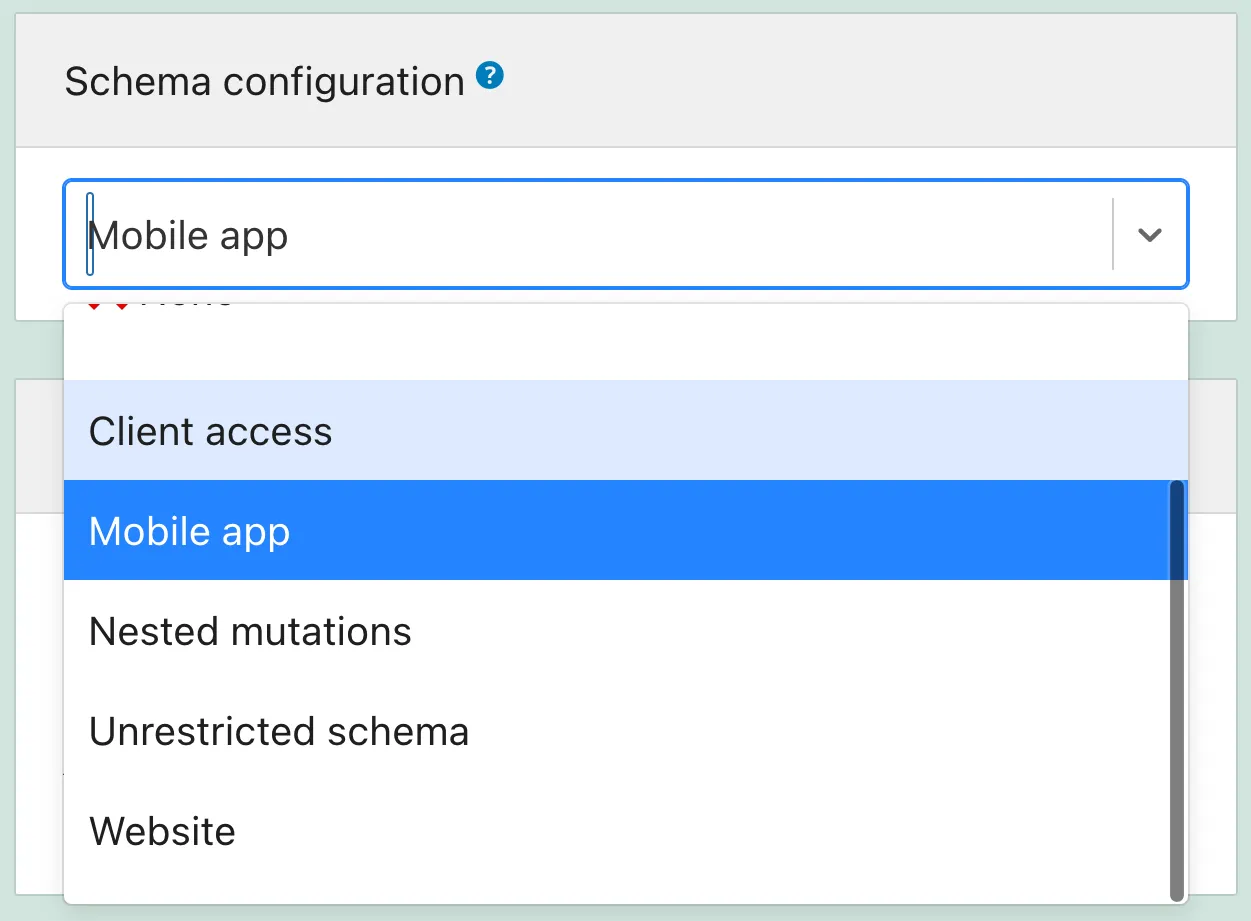 Selecting the schema configuration