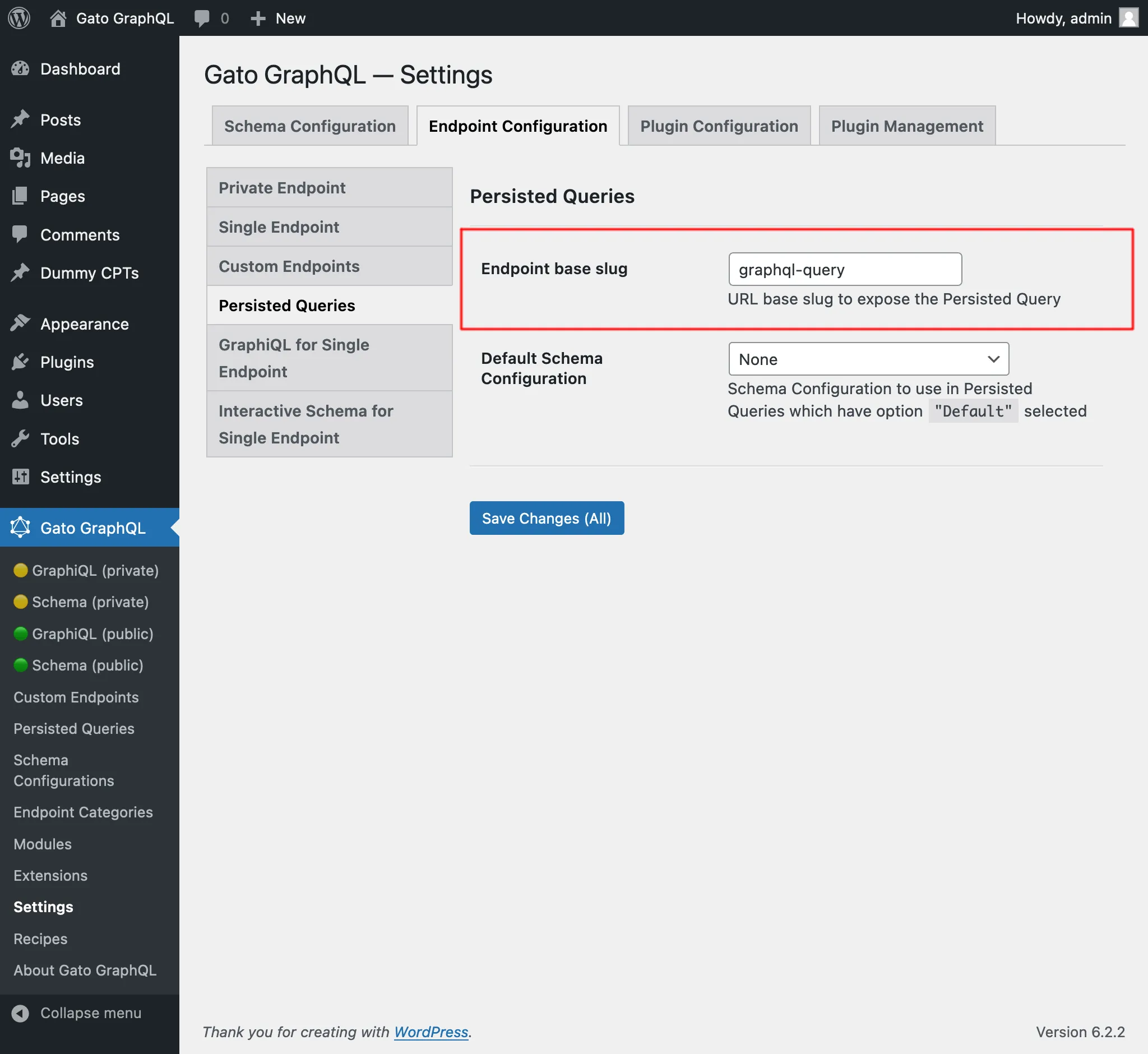 Persisted query Settings