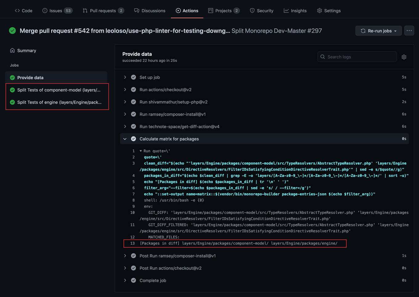 Obtaining the list of modified packages