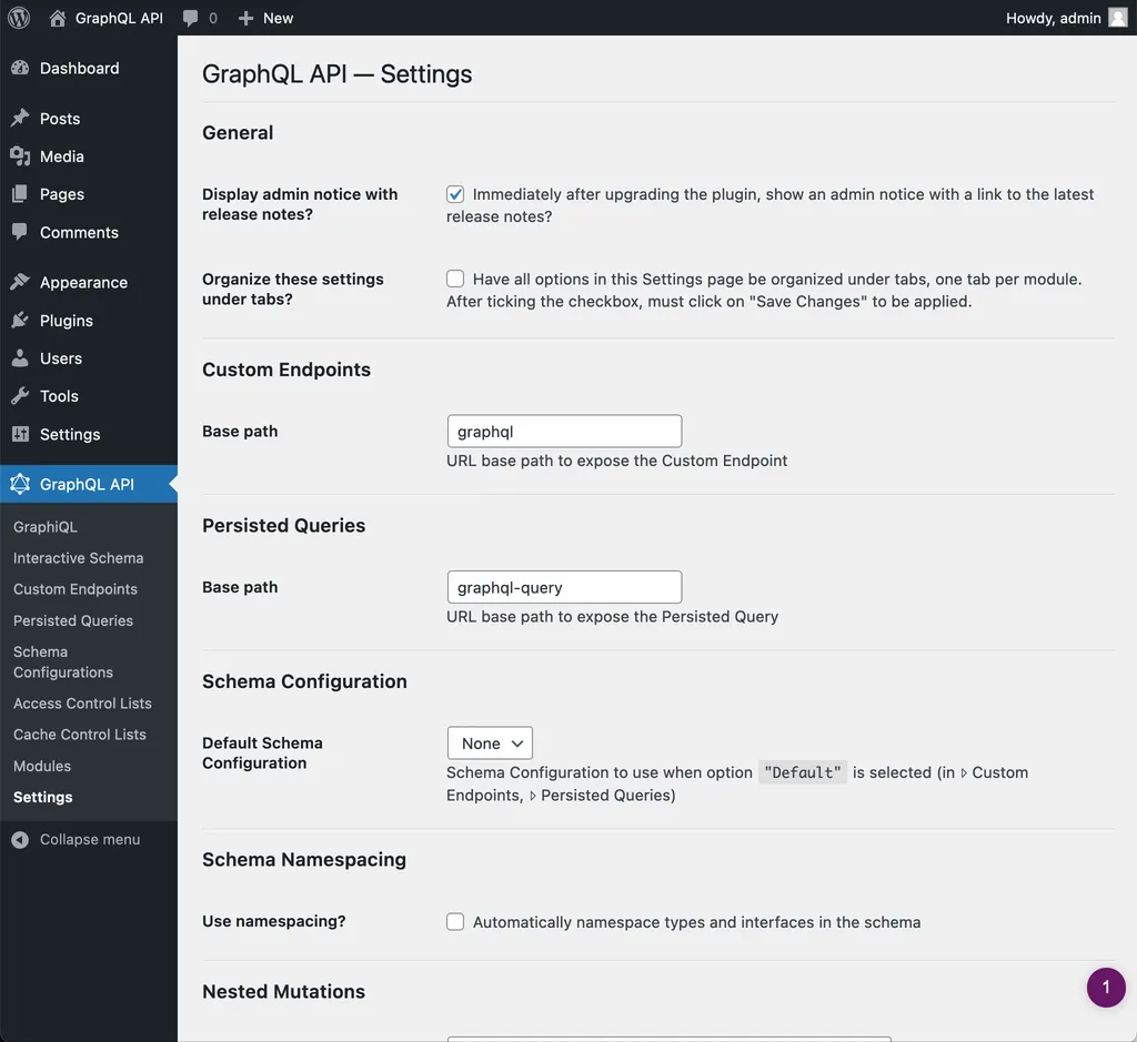 Settings in long format